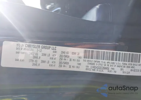 2012 Dodge Durango Crew из США, поврежденный, VIN 1C4RDHDG3CC260056